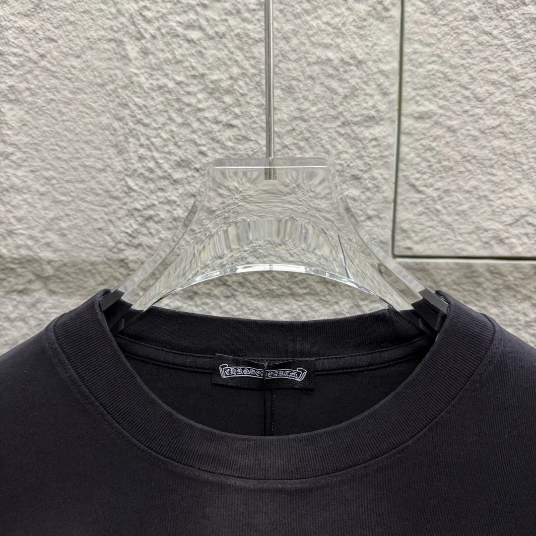 🅿️190 CH Crow* Heart 2025 Summer New Style Heavy pickling with gradient distressing Chest logo Classic printing Customized fabric Short-sleeved T-shirt Unisex Size: S M L
